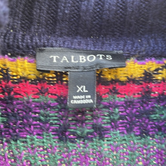 🌺 TALBOTS; Beautiful, Multi-Colored Open Front Cotton Sweater; Misses Size XL! - Picture 4 of 14